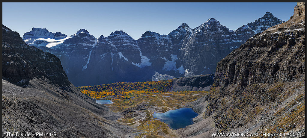 PM141-B-The-Divide-Sentinal-Pass-South-View-Larches-Valley-Ten-Peaks-Moraine-Lake-Banff-National-Park-Alberta-Canada-Chris-Collacott copy
